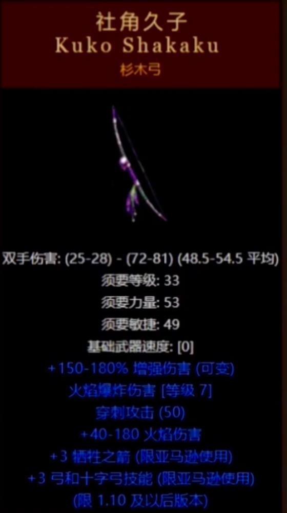 暗黑破坏神2暗金弓排名是什么样的