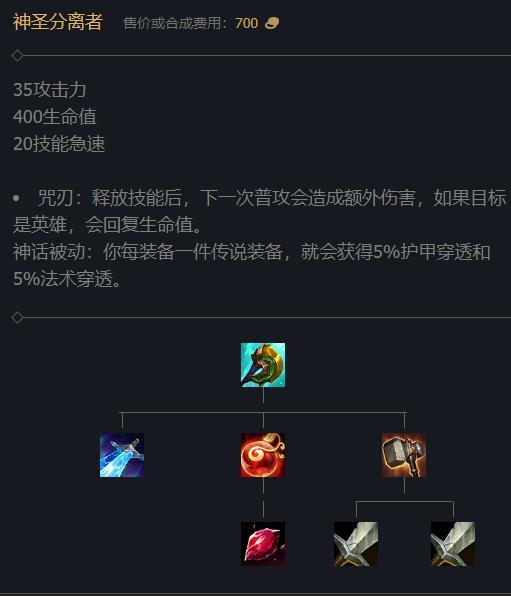 英雄联盟神圣分离者是谁的武器
