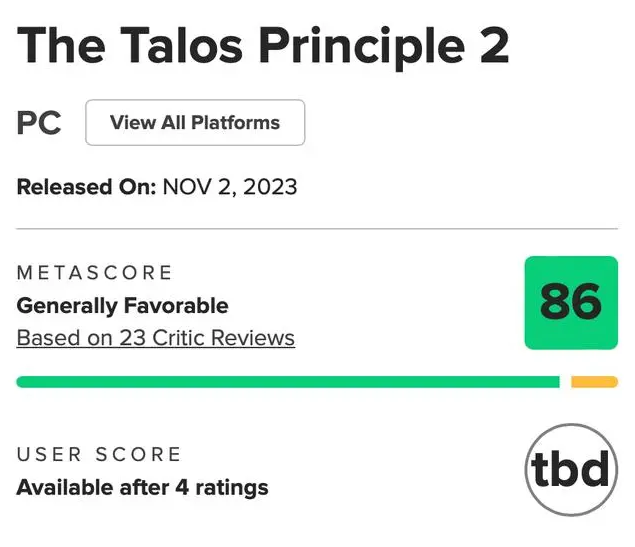 《塔罗斯的法则2》IGN评分公开
